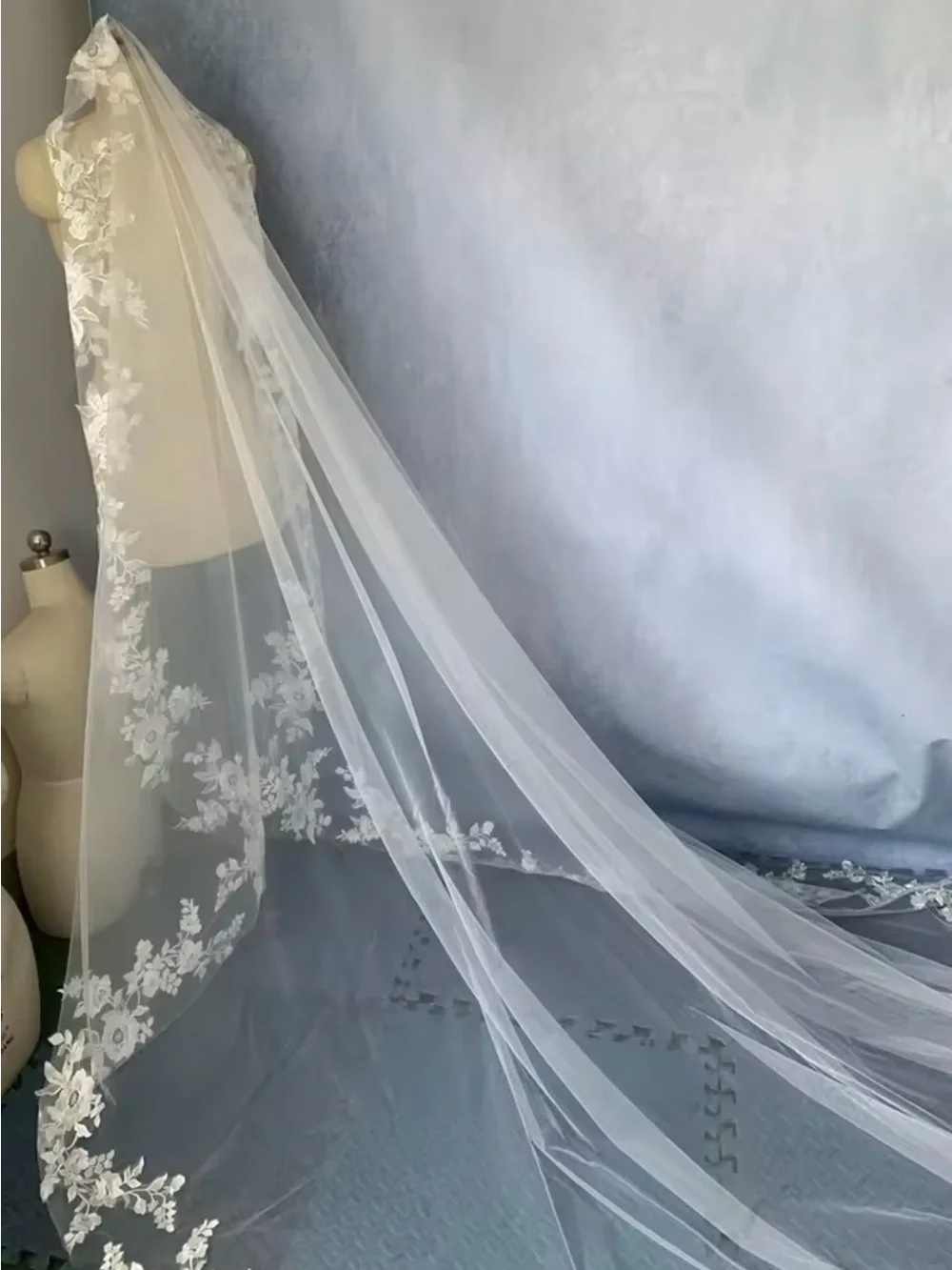 Dove & Olive White Lace Sheer-Illusion Fit-and-Flare Wedding Dress